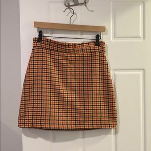 Orange plaid tweed skirt